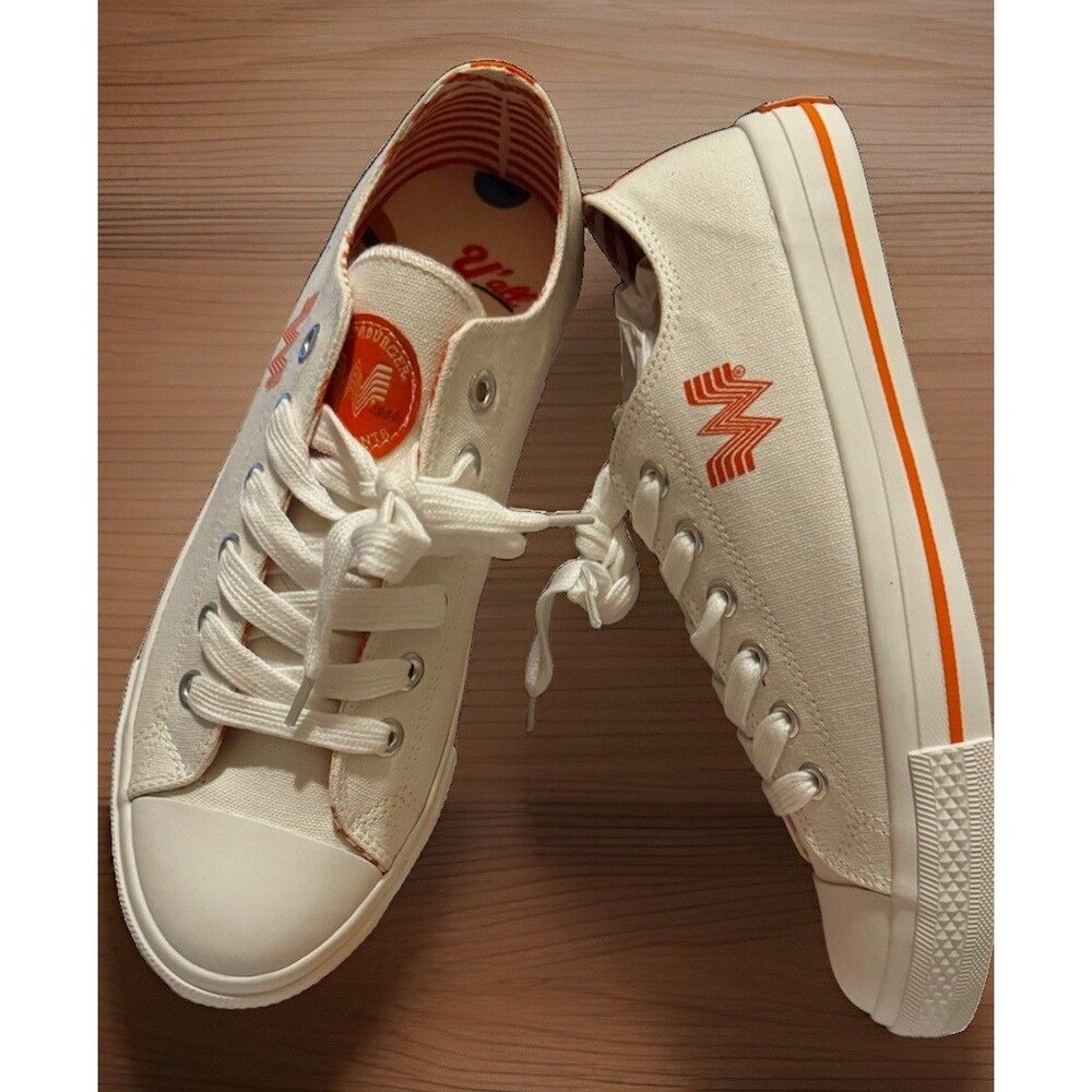 NIB Whataburger Logo White Orange Canvas Lace-Up Shoes And Laces M8 W9.5 EU42